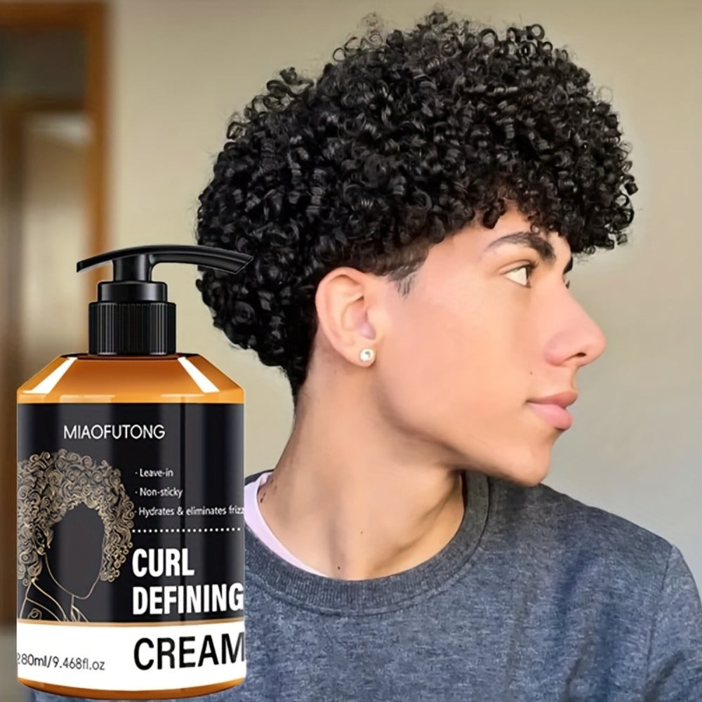 Men's Curl Defining Cream Leave-In Styler with Moroccan Argan Oil Coconut Oil & Shea Butter — Frizz-Free Bouncy Waves Long-Lasting Hold for Curly Wavy Coily Hair 280ml - product image 8