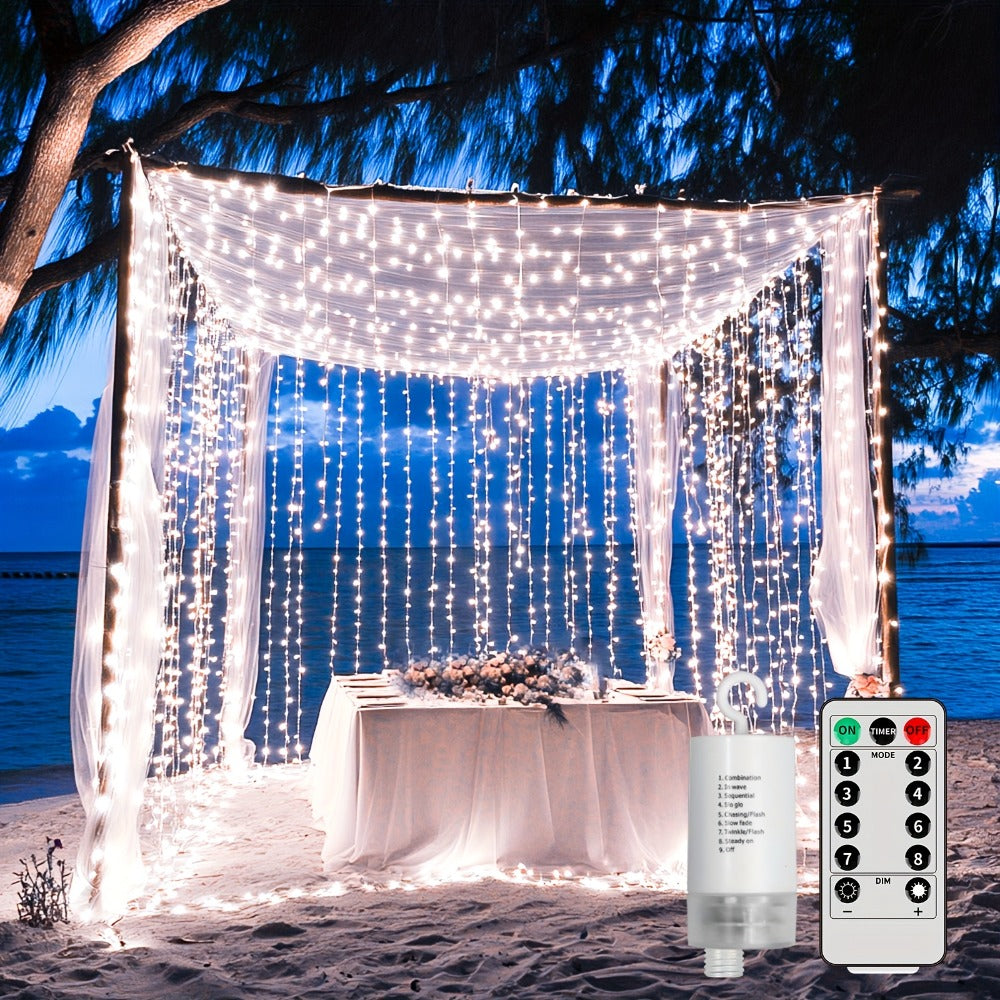 Curtain Lights for Gazebo Outdoor, 330 LED 10ft x 10ft Waterfall Fairy Lights Battery Operated with Remote, IP65 Waterproof Hanging String Lights with 8 Modes for Bedroom Porch Pat - product image 15