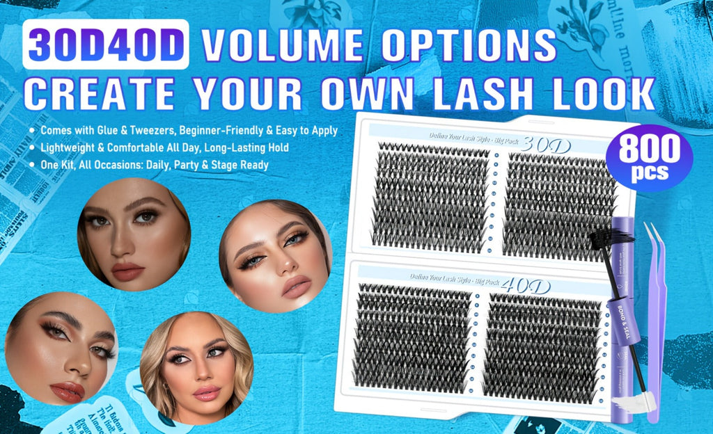800Pcs Fluffy Wispy Lash Clusters Kit — 30D 40D Mixed Length 8-16mm DIY Eyelash Extensions with 2-in-1 Bond & Seal Glue and Tweezers, Natural Long-Lasting Cluster Lashes for Everyd - product image 12