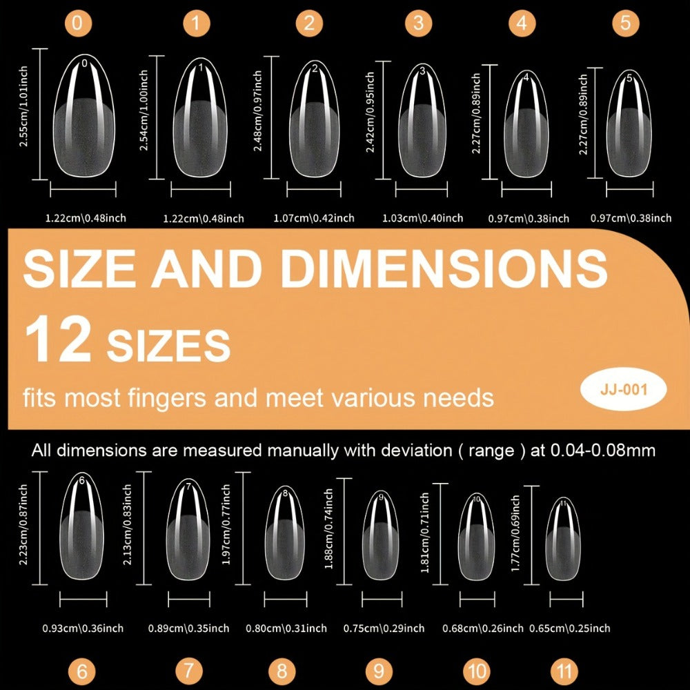 Gel Nail Tips 600 Pieces Clear Crystal Full Cover Nail Extensions – Almond Oval Coffin Stiletto Square Short Medium Long Soft Gel False Nails for Salon & DIY Nail Art Women - product image 6