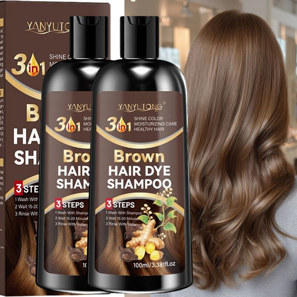 Brown Hair Dye Shampoo 2-Pack 3.38oz — Polygonum Multiflorum & Ginger Extract Covers Gray Hair, Deep Moisture Anti-Frizz Long-Lasting Natural Color, Plant-Based Unisex Hair Gift - product image 2
