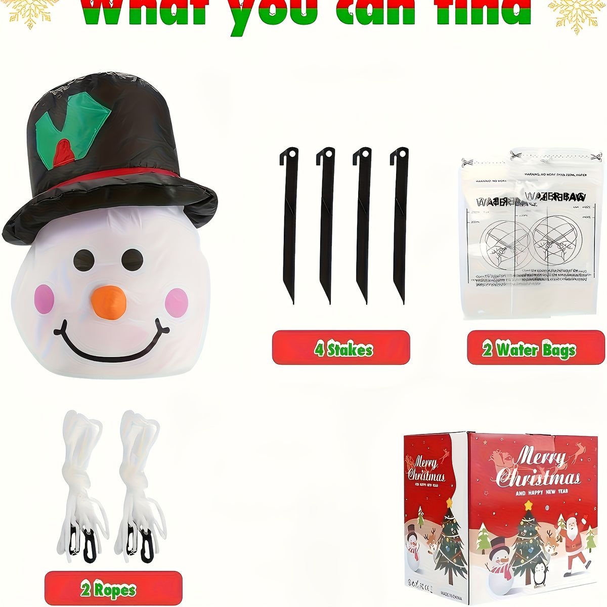 5ft Christmas Inflatable Snowman with Colorful LED Lights - Outdoor Yard Decoration with Lights, Quick Air Blown, Plug Powered - product image 5
