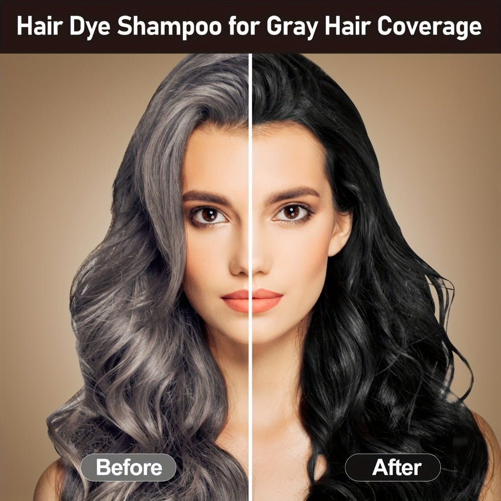Grey Hair Dye Shampoo 3-in-1 Natural Plant-Based Herbal Formula — Non-Stick Scalp, Covers White Hair in Minutes, 500ml — Black, Dark Brown, Chestnut Brown for Men & Women - product image 4