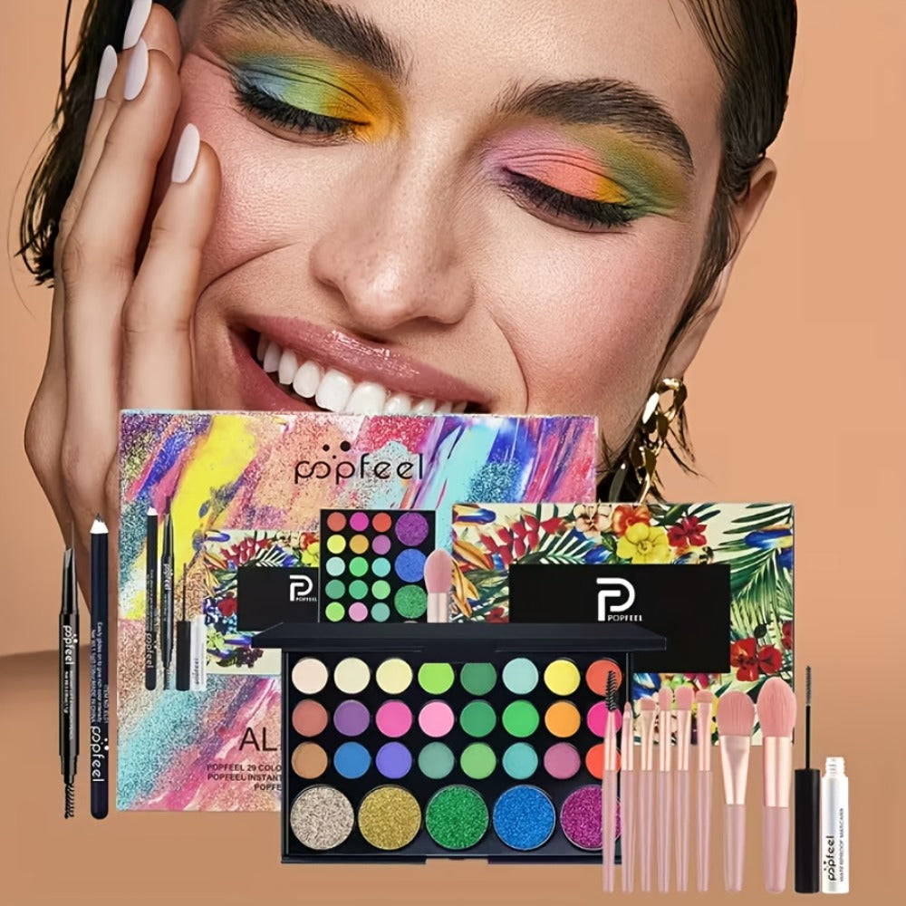 Makeup Kit Full Face All in One Eyeshadow Palette Blush Powder Foundation Mascara Brush Set Berry Neutral Shades for Women Beginners Daily Travel Party Gift - product image 19
