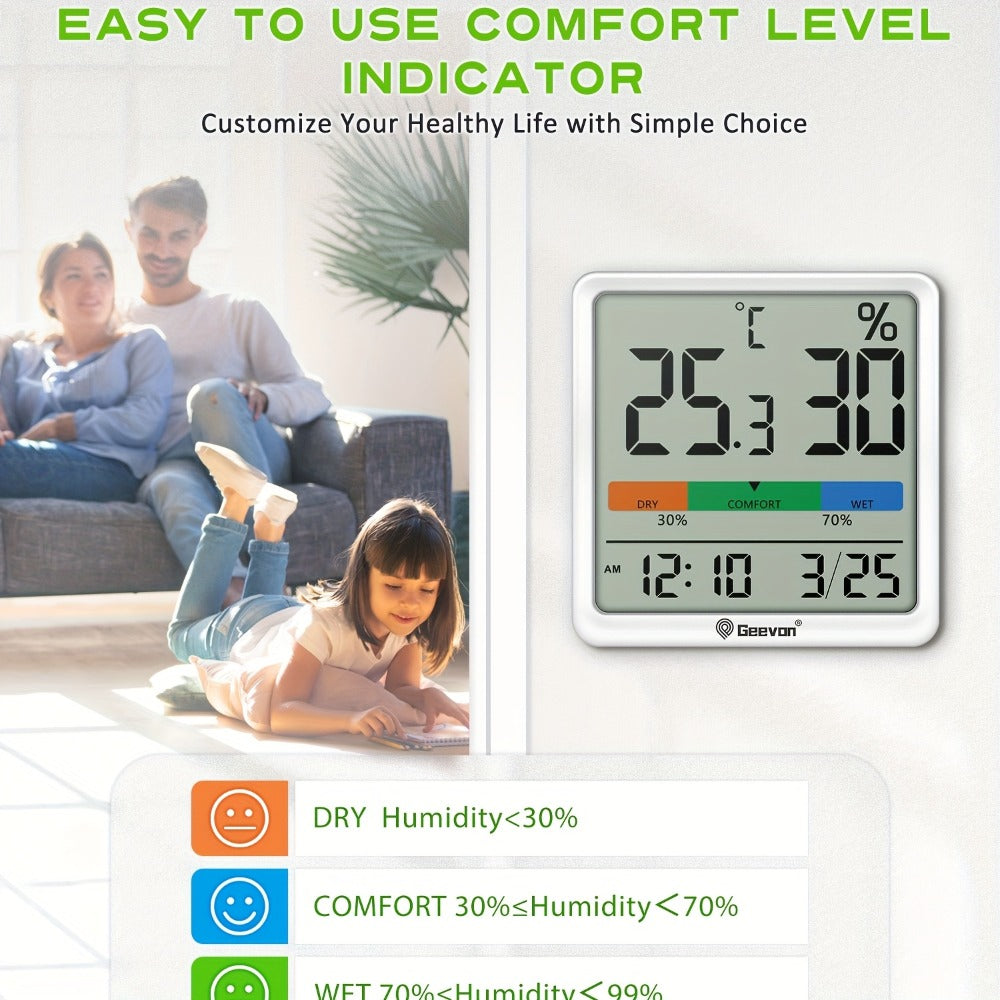 Indoor Thermometer Hygrometer Digital | Accurate Temperature Humidity Monitor with Clock & Calendar | Desktop Room Humidity Gauge for Home Office Bedroom Baby Room - product image 7