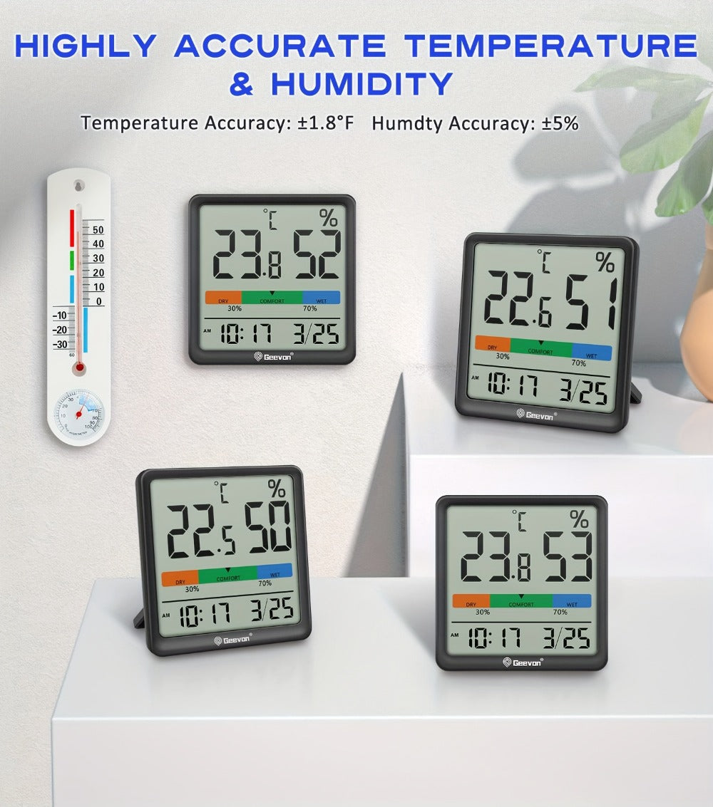 Indoor Thermometer Hygrometer Digital | Accurate Temperature Humidity Monitor with Clock & Calendar | Desktop Room Humidity Gauge for Home Office Bedroom Baby Room - product image 17