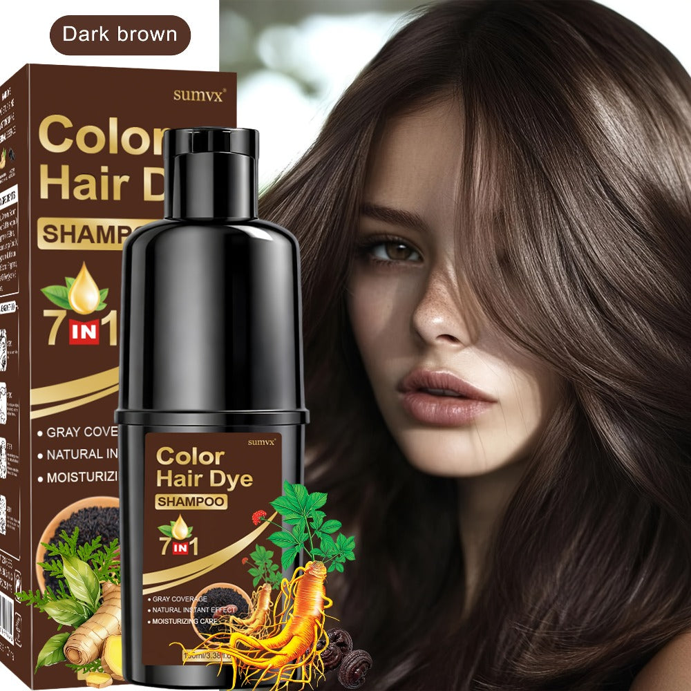 Natural Herbal Hair Dye Shampoo 3.38oz — Moisturizing & Conditioning Easy-Apply Hair Color, 5 Shades: Black, Brown, Chestnut Brown, Golden Brown & Coffee, Holiday Gift - product image 7