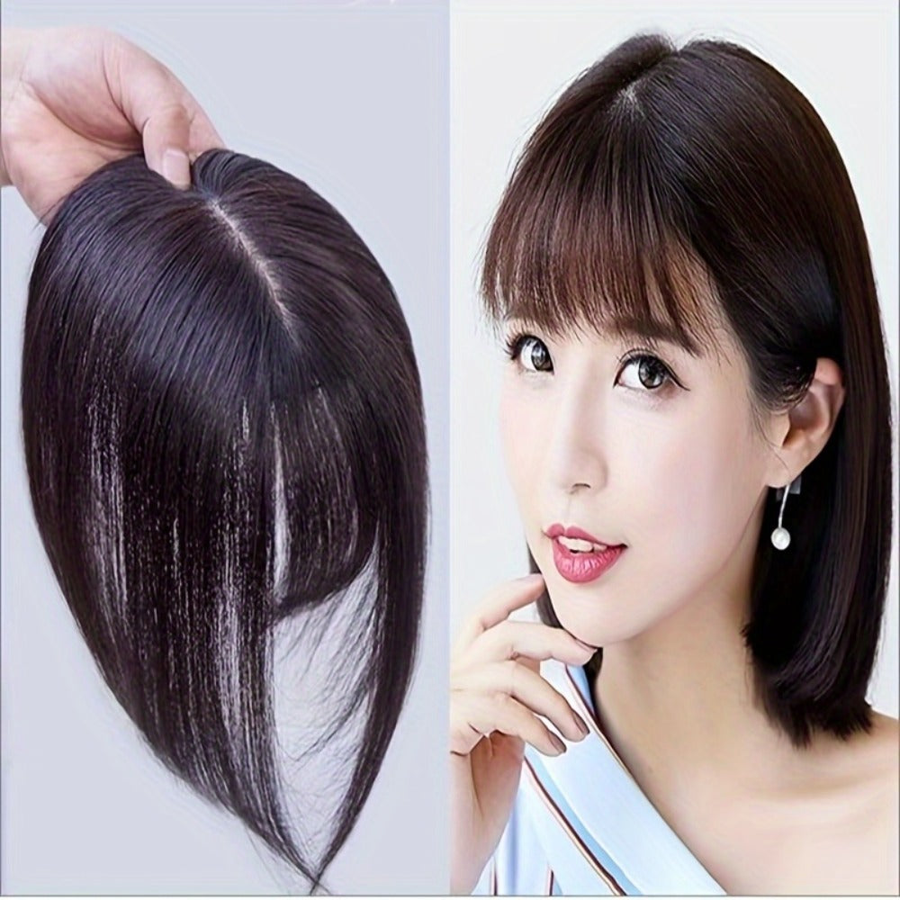 Hair Topper with Bangs for Women Thinning Hair Crown Coverage 10 Inch Lightweight Clip In Top Wig Volume Boost Black Dark Brown Light Brown Natural Blend - product image 12