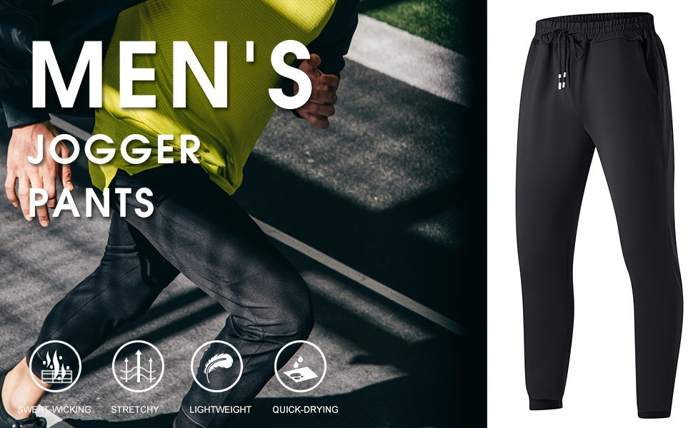 3pcs Men's Jogger Sweatpants - Ultra-Elastic Gym Pants with Deep Side Pockets, Mid-Rise Athletic Workout Bottoms, Solid Color Casual & Training Wear - product image 3