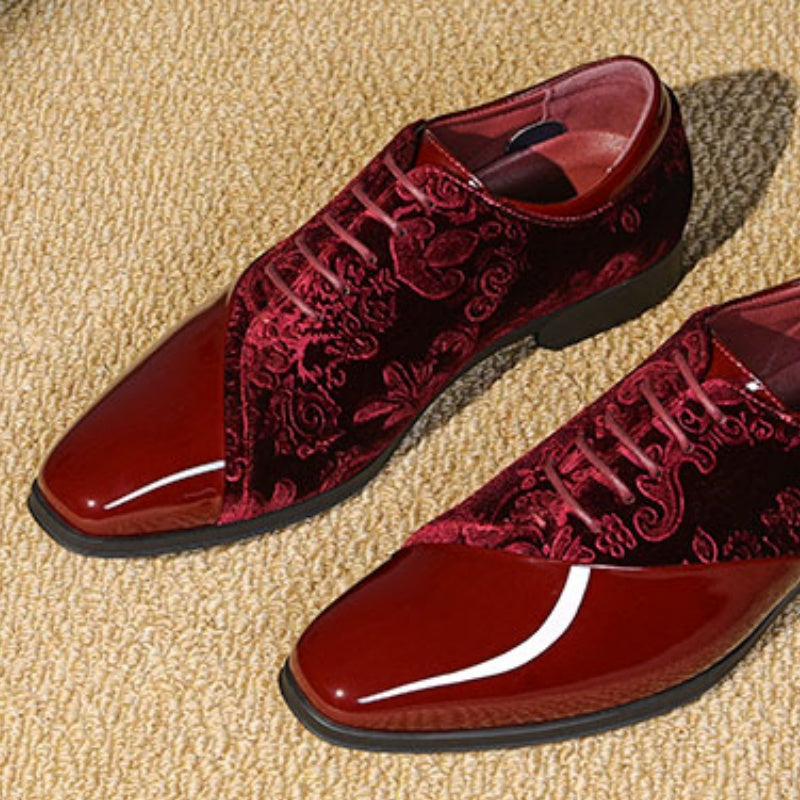 Men's formal tuxedo shoes classic patent velvet lace-up formal oxford shoes for wedding dresses - product image 7