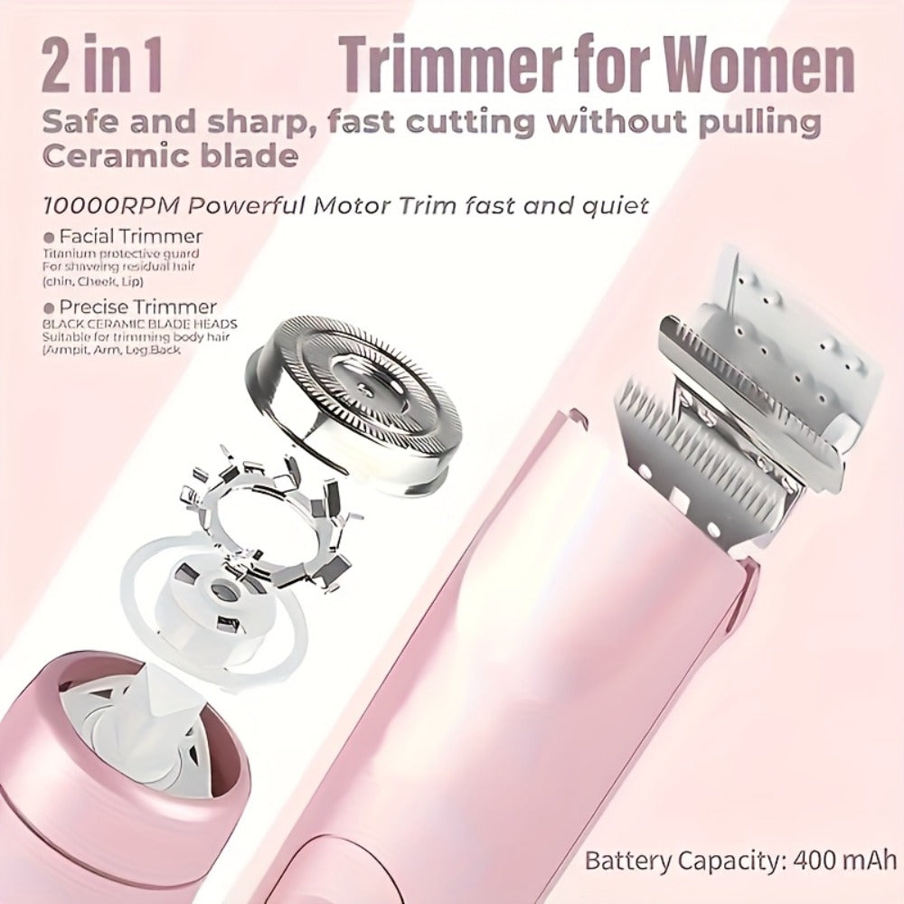 Electric Bikini Razor 2-in-1 Women USB Rechargeable Dry Wet Face Shaver - Painless Hair Removal Bikini Line Underarms Legs Arms Face Portable Cordless Lady Shaver Pink Purple Blue - product image 6