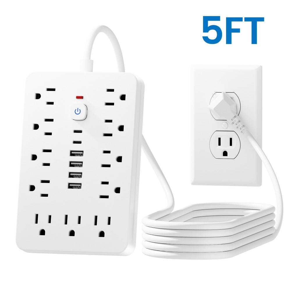 Extension Cord Power Strip with USB Ports 11 AC Outlets 4 USB-A 2 USB-C Surge Protector Overload Protection Short Cord 5FT 10FT for Home Office Study School Desk Charging Station W - product image 5