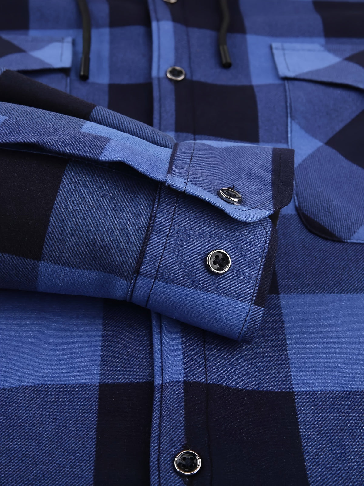 Men's Plaid Hoodie - Casual Long Sleeve Polyester 100% with Button Detail, Regular Fit, Slight Stretch, Woven Placket - Autumn and Winter Warm Leisure Sports - product image 19