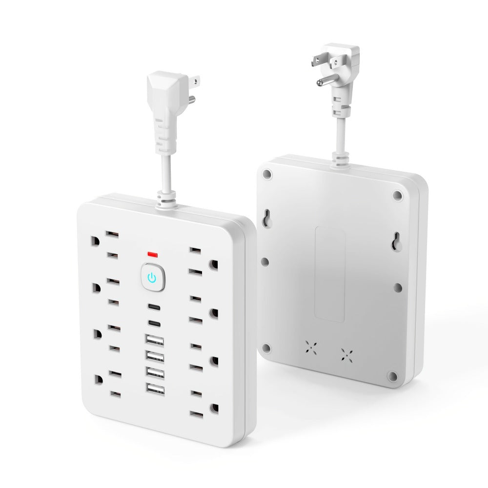 Power Strip Surge Protector 14-in-1 with 8 AC Outlets, 4 USB & 2 Type-C Ports – Flat Plug Space-Saving Extension Cord, Compact Multi-Plug Outlet Expander for Home Office Desk & Kit - product image 3