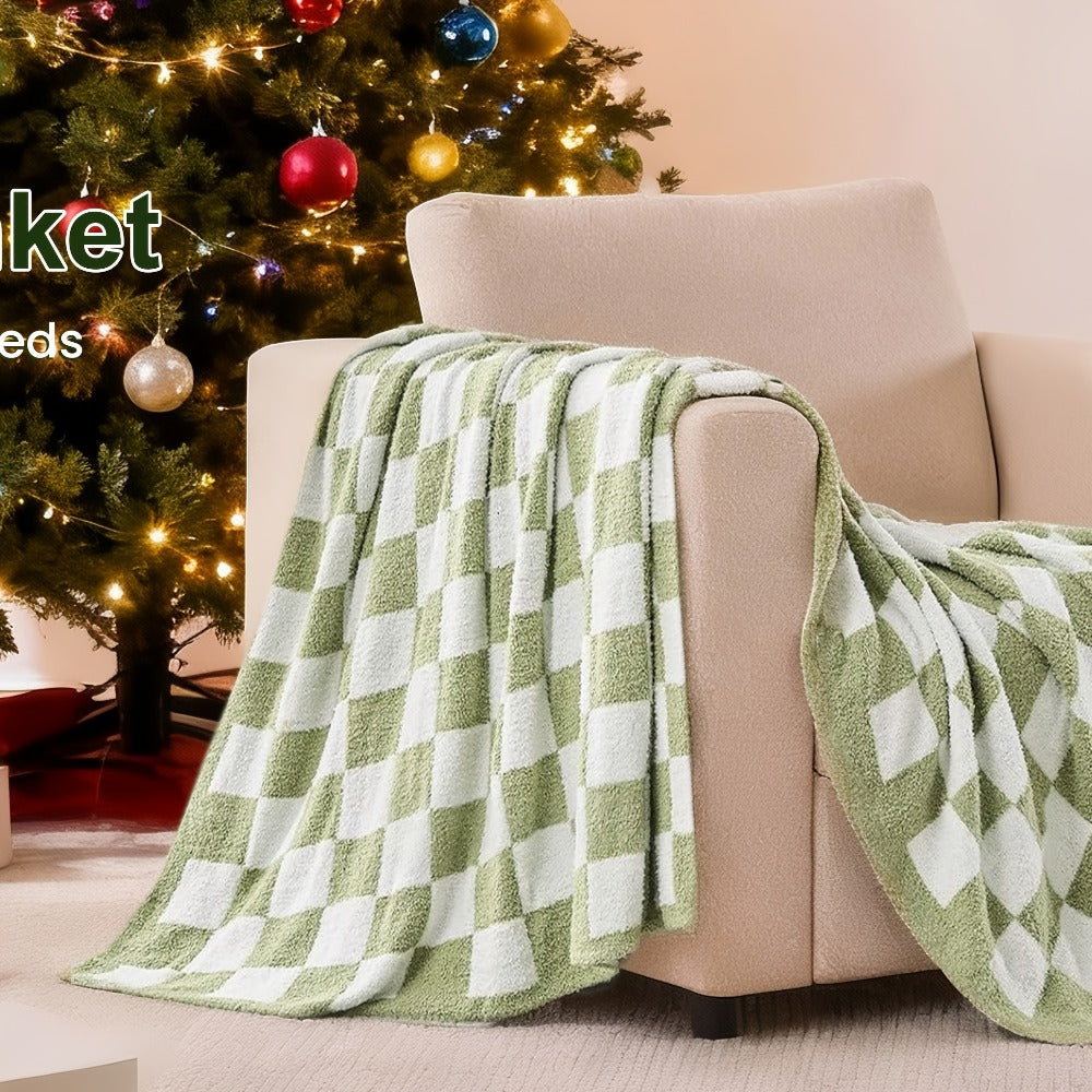 Jacquard Knit Checkered Blanket – Soft Cozy Fluffy Plaid Throw for Couch, Bed & Sofa, All Seasons, 4 Colors, Throw to King Size - product image 10