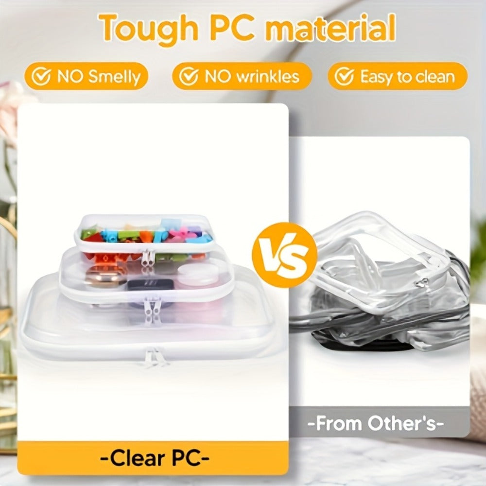Clear Hard Shell Storage Bag Set 6Pcs Transparent Zippered Makeup Organizer Pouch Hard Plastic Pencil Case Travel Toiletry Bag Small Medium Large Sizes Multi-Purpose - product image 2
