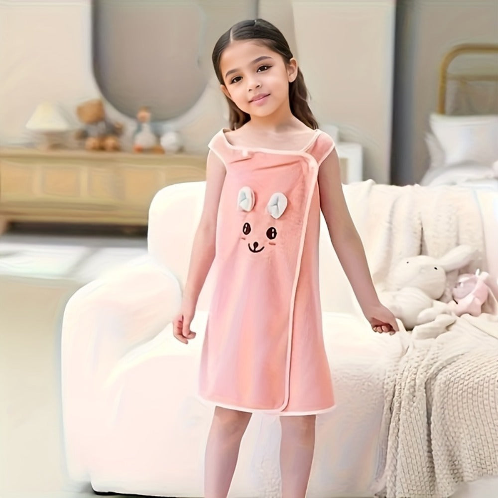 Bunny Ears Bath Towel Wrap for Girls - 250GSM Microfiber Cartoon Bath Skirt, Cute Kawaii Robe for Ages 6-12, Rose Red Purple Pink Blue, Fun Birthday Gift - product image 14