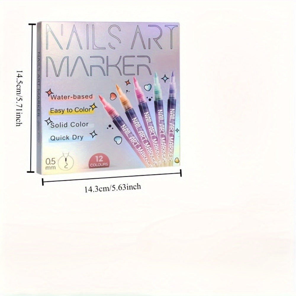 Nail Art Pens 12 Colors Quick Dry 3D Graffiti & Detail Brush Set – Ultra-Fine Precision Drawing Pen Kit for DIY Nail Design, Salon & Home Use, Vibrant Long Lasting Ink - product image 6