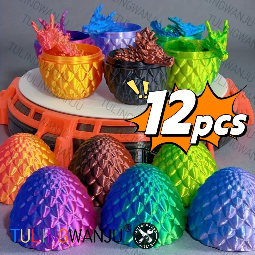 Dragon Figurine & Dragon Egg Set 12pcs | Fantasy Collectible Statues 11.81" Dragon Statue + 3.54" Egg Ornaments Random Colors Home Decor Gift for Dragon Lovers Collectors Teens Birthday Christmas