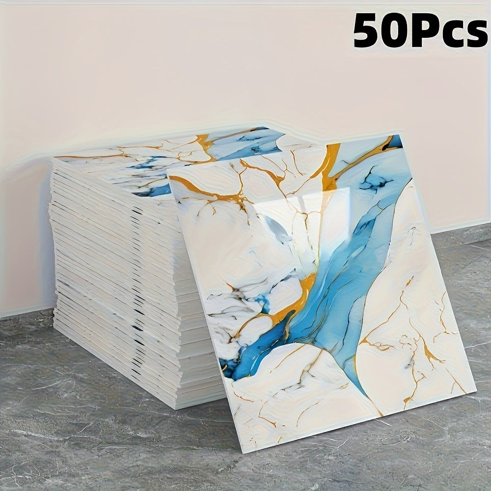 Peel and Stick Wall Tile Stickers Marble Pattern Self-Adhesive Waterproof Glossy Wallpaper 50/100Pcs for Kitchen Bathroom Living Room Home Decor - product image 20
