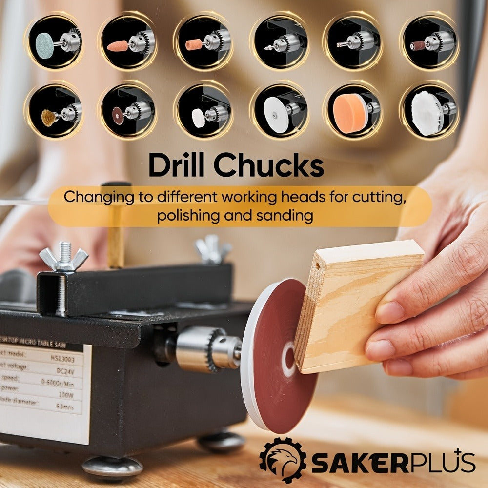 SakerPlus Mini Table Saw - 120/136pcs Multifunctional Portable All-in-One Machine, 7-Speed Adjustable, Cutting Sanding Carving Drilling for Metal, Wood & Aluminum, DIY Power Tool G - product image 7