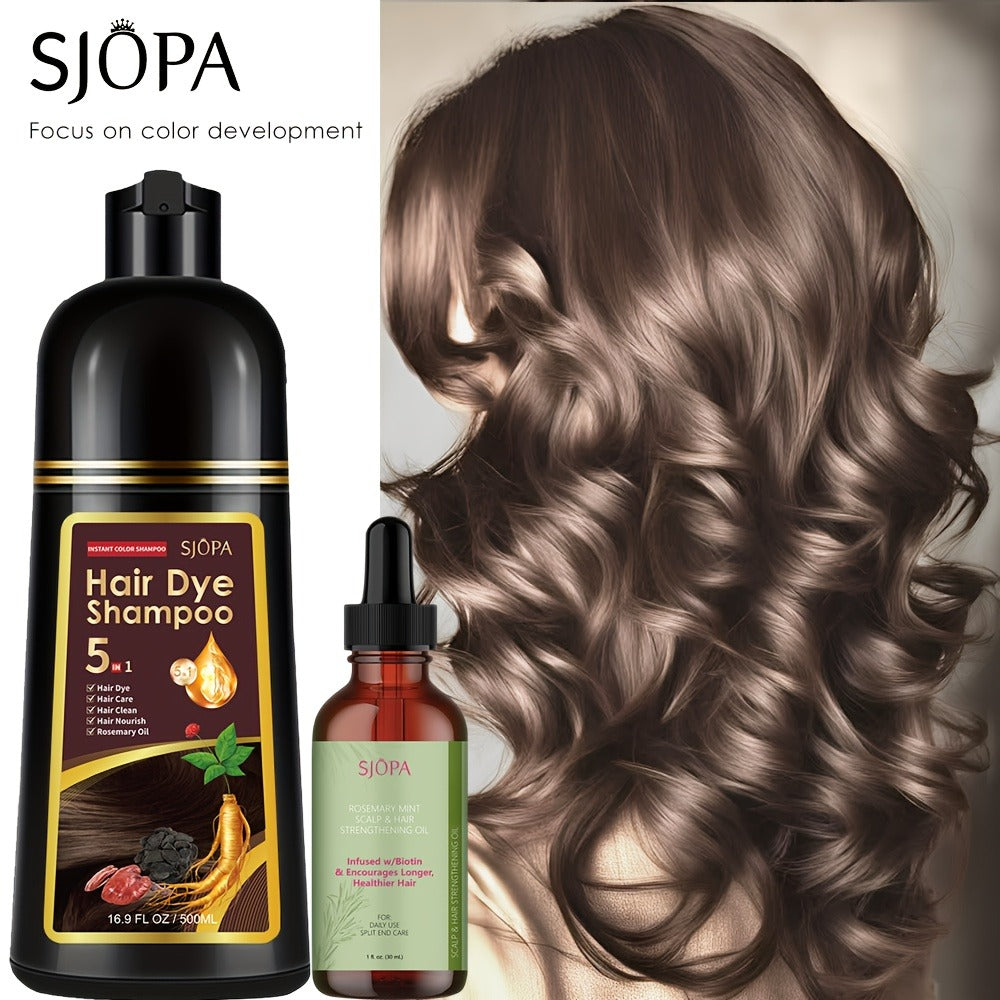 Hair Color Shampoo 5-in-1 Instant Gray Coverage Color Dyeing Conditioner 16.9oz – SJOPA No Ammonia Safe Natural Formula 12 Shades Unisex Men Women - product image 9