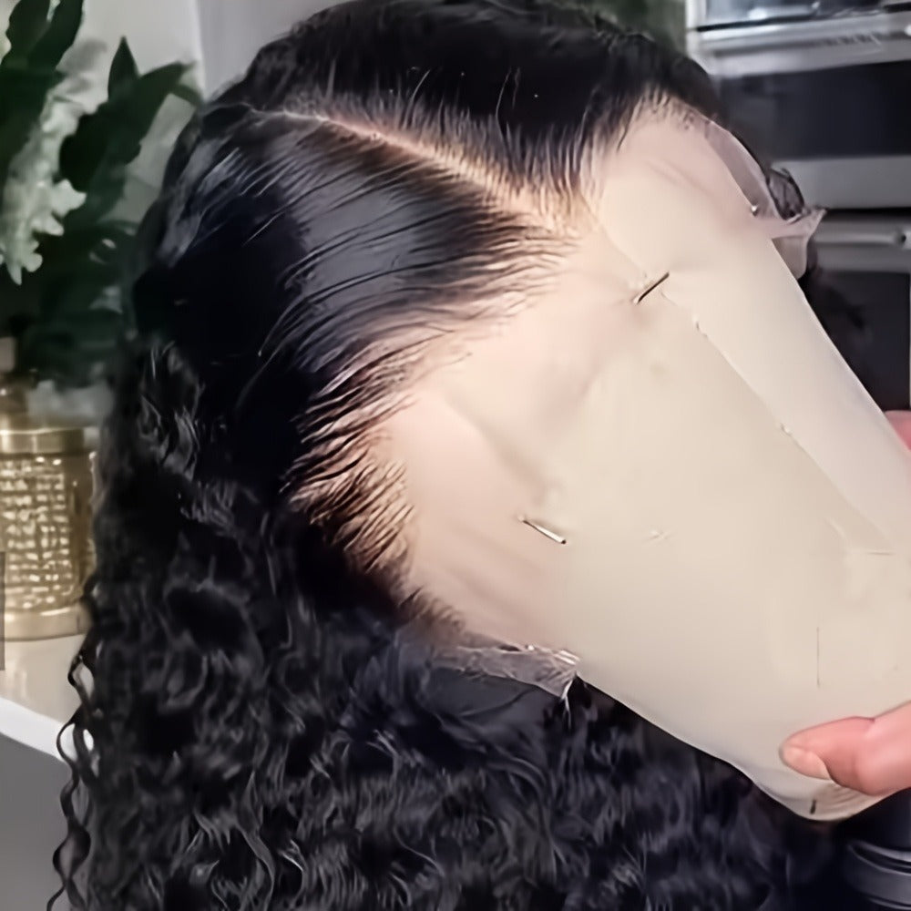Curly Synthetic Lace Front Wig 13x4 Deep Part Loose Wavy Heat Resistant Glueless Pre Plucked 24 & 32 Inch Natural Black Highlight for Women Halloween Party Daily Wear - product image 2