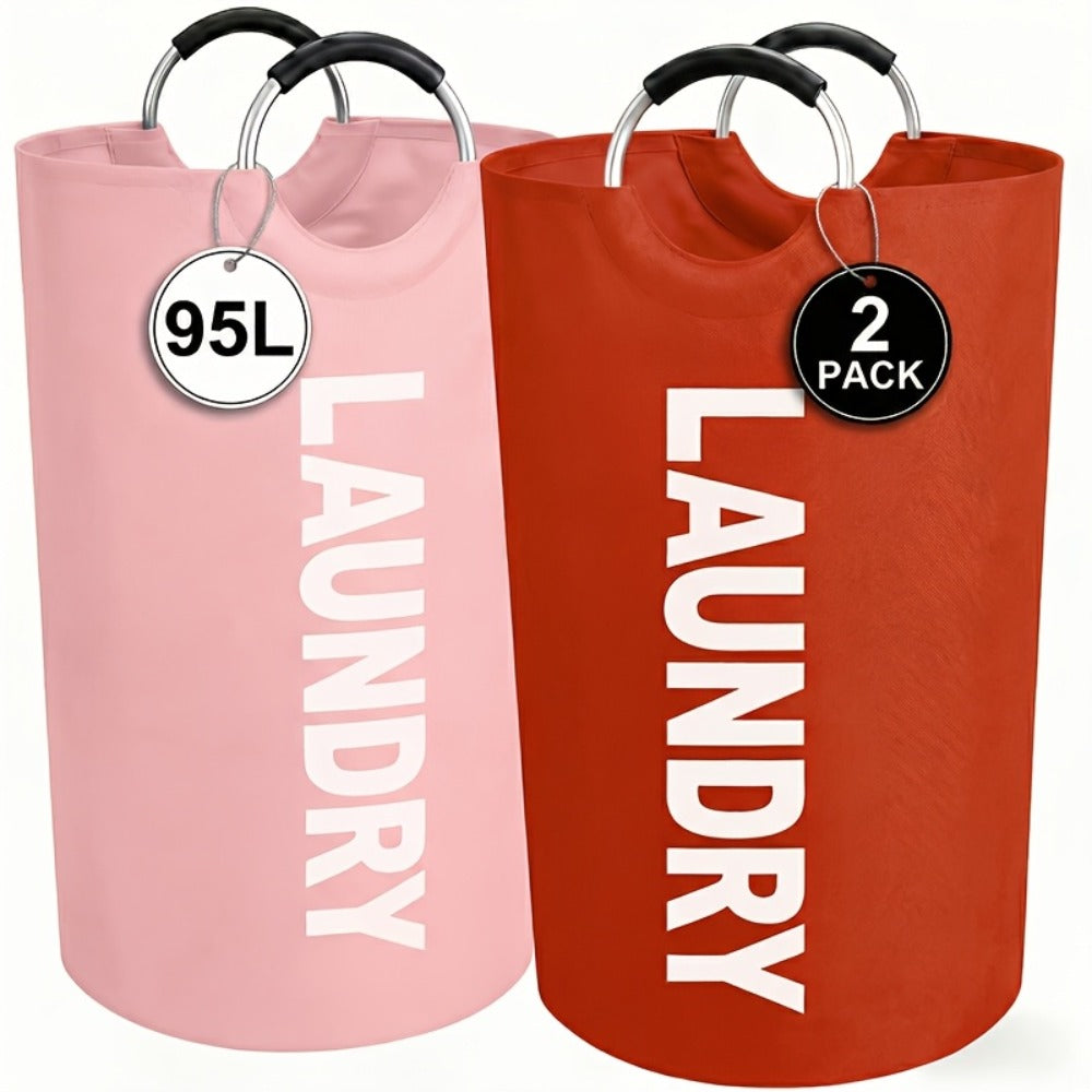 Laundry Basket 2pcs Large Foldable 25.1 Gallon, Collapsible Elevated Hamper with Half-Ring Handles for Bedroom, Bathroom & Laundry Room, Multiple Color Options - product image 20