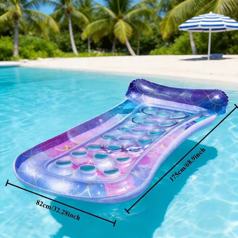 Inflatable Pool Float Sequin Gradient, Rectangular PVC Floating Bed with Ventilation Holes & Flash Gradient Colors, Buoyancy Water Lounge for Indoor Outdoor Pool Beach Lake - product image 10