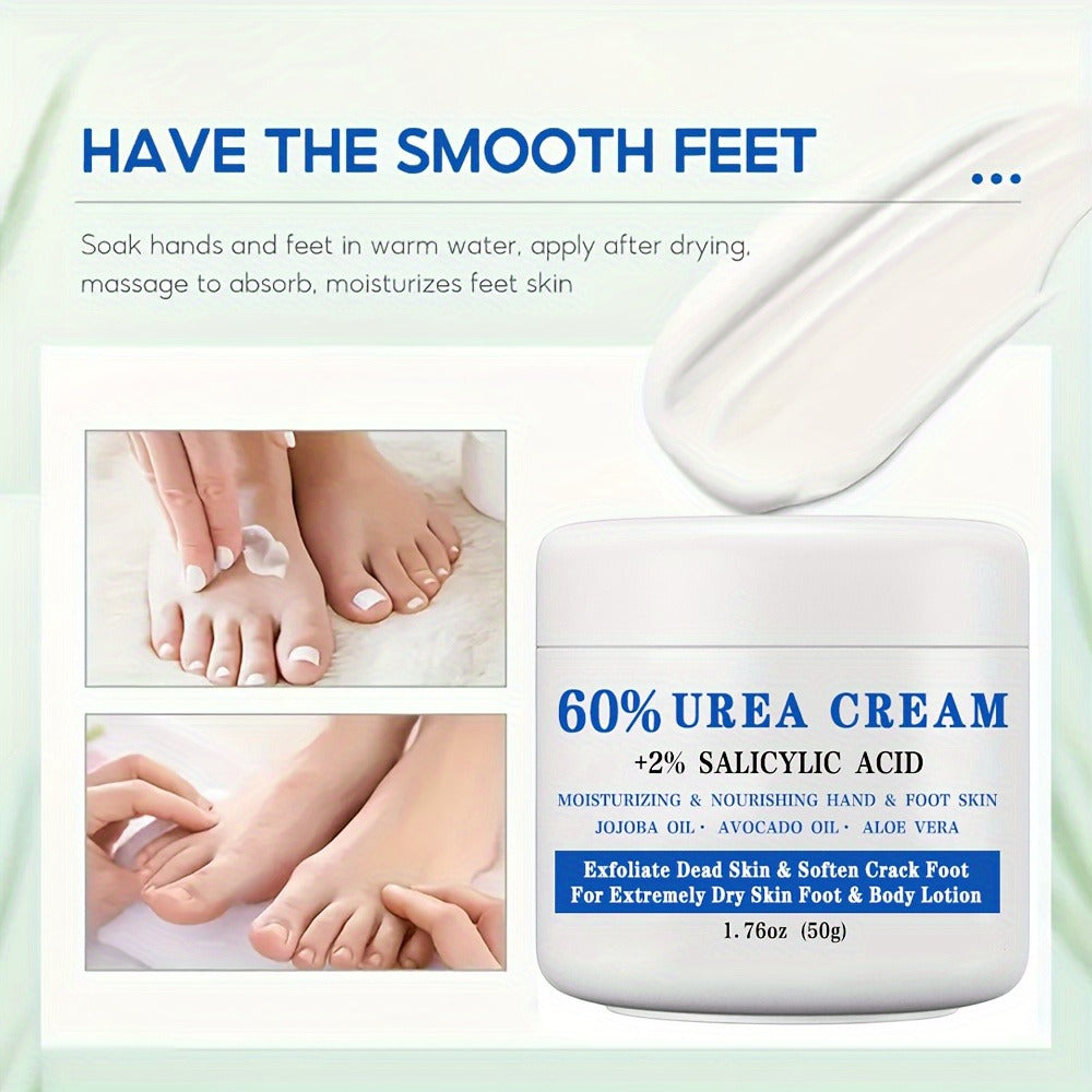 Urea Foot Cream 60% with 2% Salicylic Acid Deep Moisturizing Exfoliating Heel & Hand Lotion – Softens Dry Cracked Skin, Jojoba & Avocado Oil, Hypoallergenic 1.76oz - product image 9