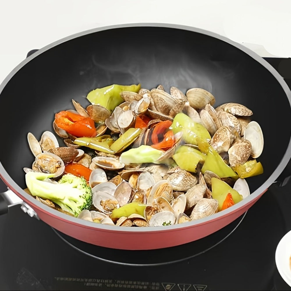 German Diamond Non-Stick Stir Fry Pan - Rice Stone Coating Smokeless Flat Bottom Wok for Induction Cooker Gas Stove, Multi-Purpose Household Frying Pan - product image 6