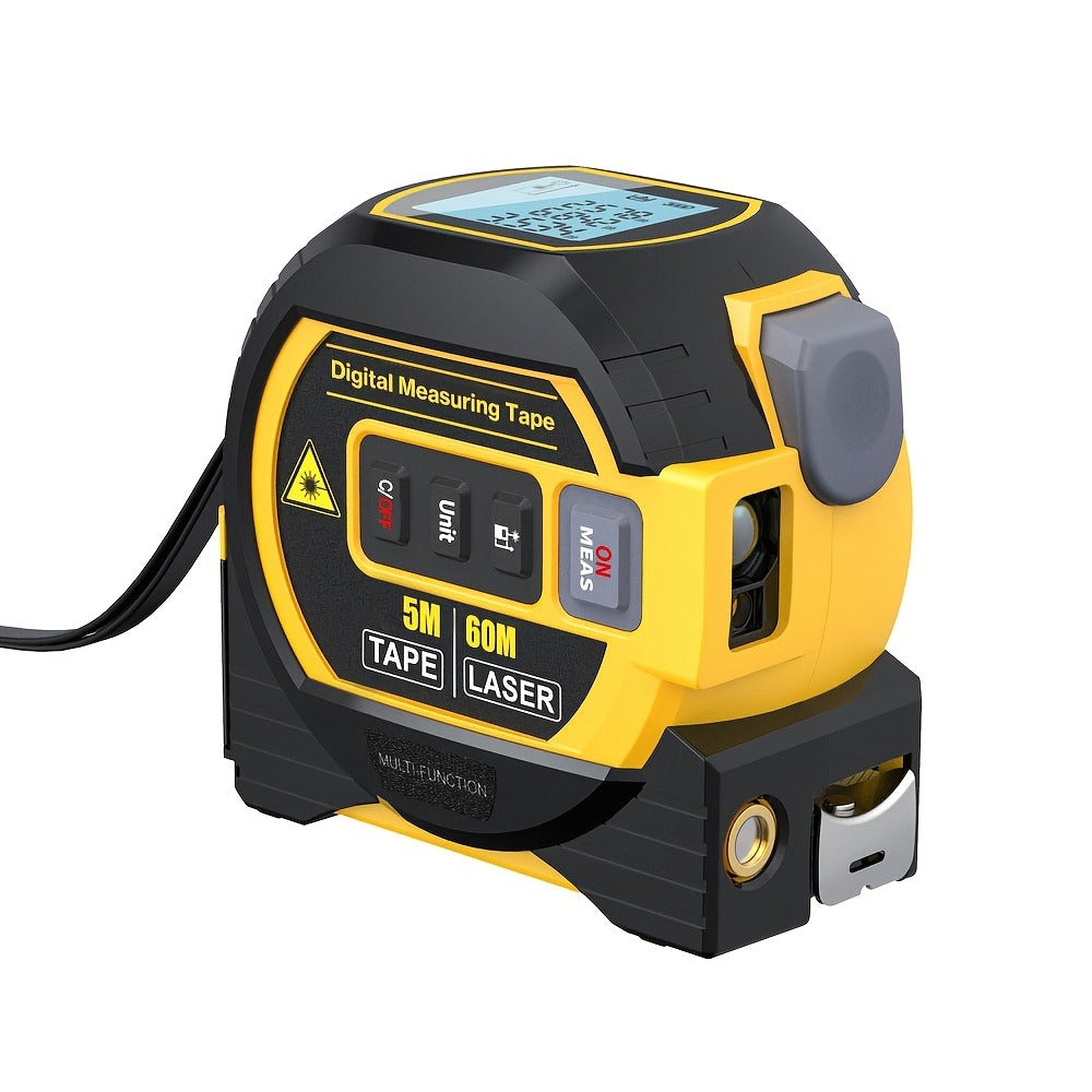 Laser Distance Meter 3-in-1 60M Laser Rangefinder with 5M Tape Measure Laser Cross Line Area Volume Pythagorean Measurement 20 Data Memory for Construction Housing Survey - product image