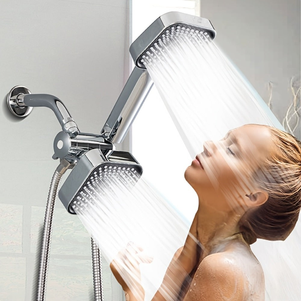 Handheld Shower Head Kit 4 Inch High Flow with Long Hose 3-Way Diverter Dual Purpose Shower Spray Assembly Wall Mount Bathroom Shower Fixtures Silver Black - product image