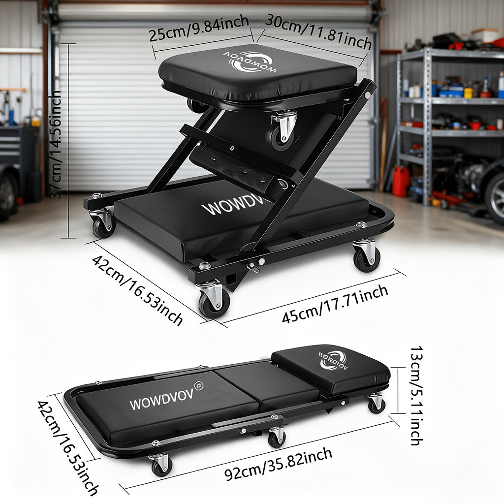 Auto Repair Bench with Roller Moving Tool Tray(Sold Separately), Wheel X Mechanical Climber 3-In-1/2-In-1 Z-Shaped Seat with 500 Pound Capacity, Foldable and - product image 9