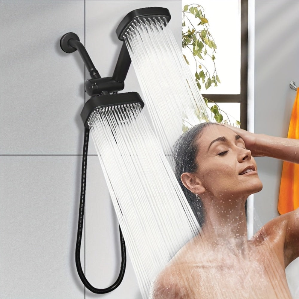 2-in-1 High Pressure Handheld Shower Head Set with Rain Showerhead – Long Hose T-Valve ABS Wall Mount Bathroom Upgrade - product image 9