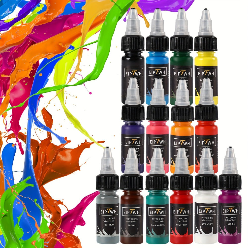 Tattoo Ink Set 14 Colors — EIPTWH 15ml Vivid Pigment Kit, Long-Lasting Skin-Safe Formula, Complete Professional & Beginner Color Palette for Body Art - product image 2