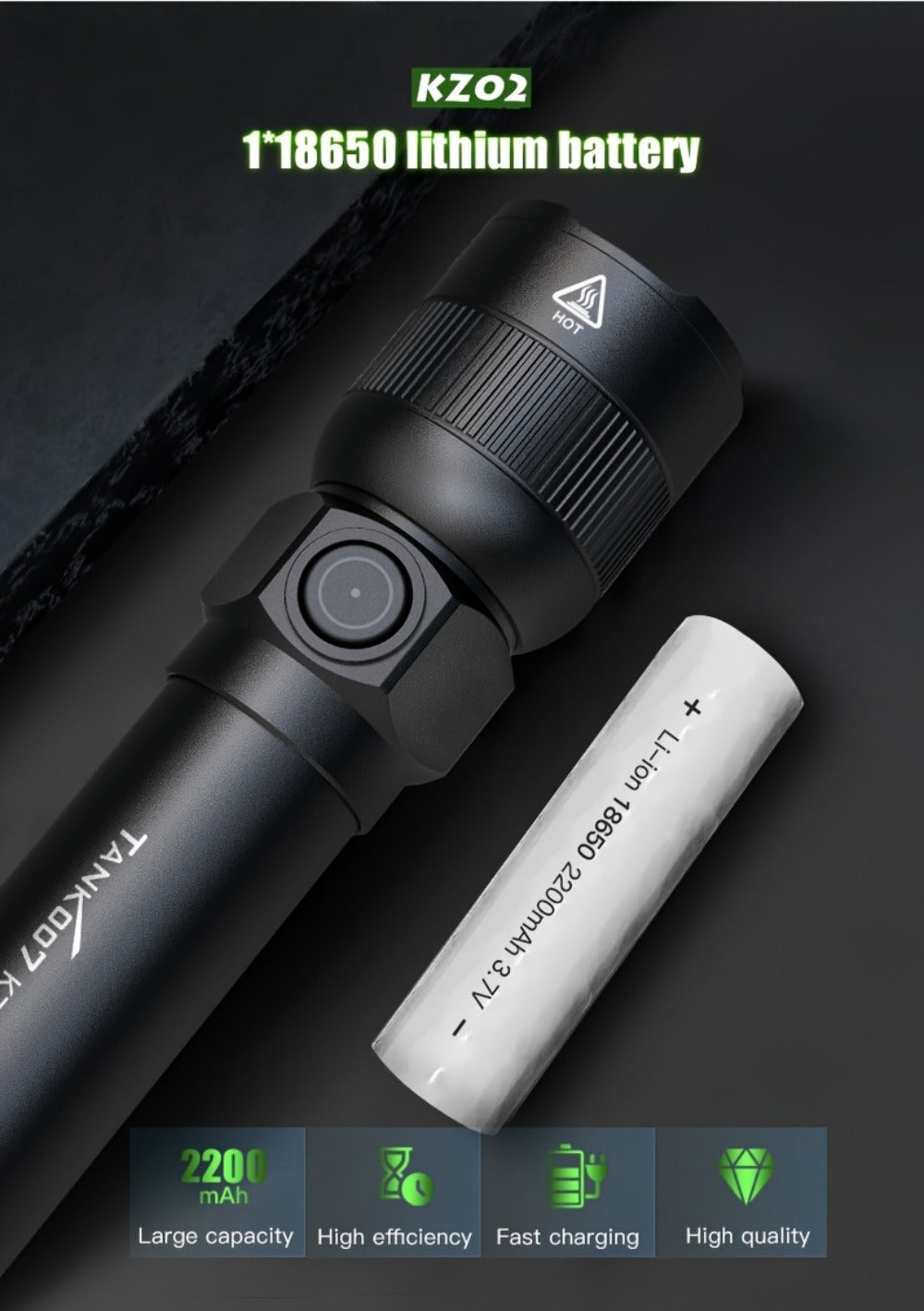 Mini LED Flashlight 18650 Rechargeable Battery | Adjustable Focus & Brightness Zoomable Compact Torch | Textured Grip for Camping Fishing Hiking Outdoor Adventures & Emergency - product image 11