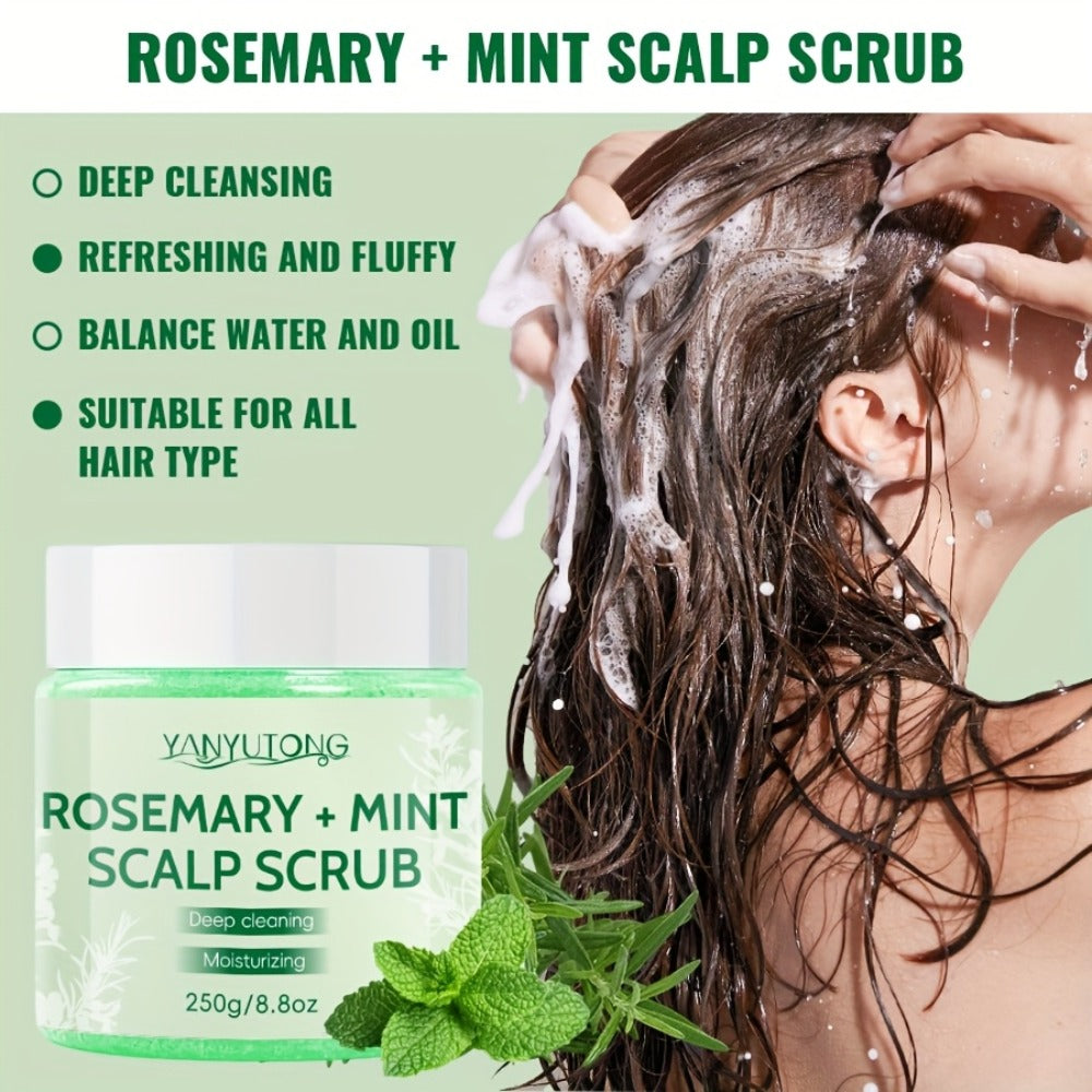 Rosemary Mint Scalp Scrub with Massage Brush 250g — Deep Cleansing Hair Scalp Exfoliator, Removes Buildup & Purifies for Oily, Dry & Color-Treated Hair, All Hair Types - product image 5