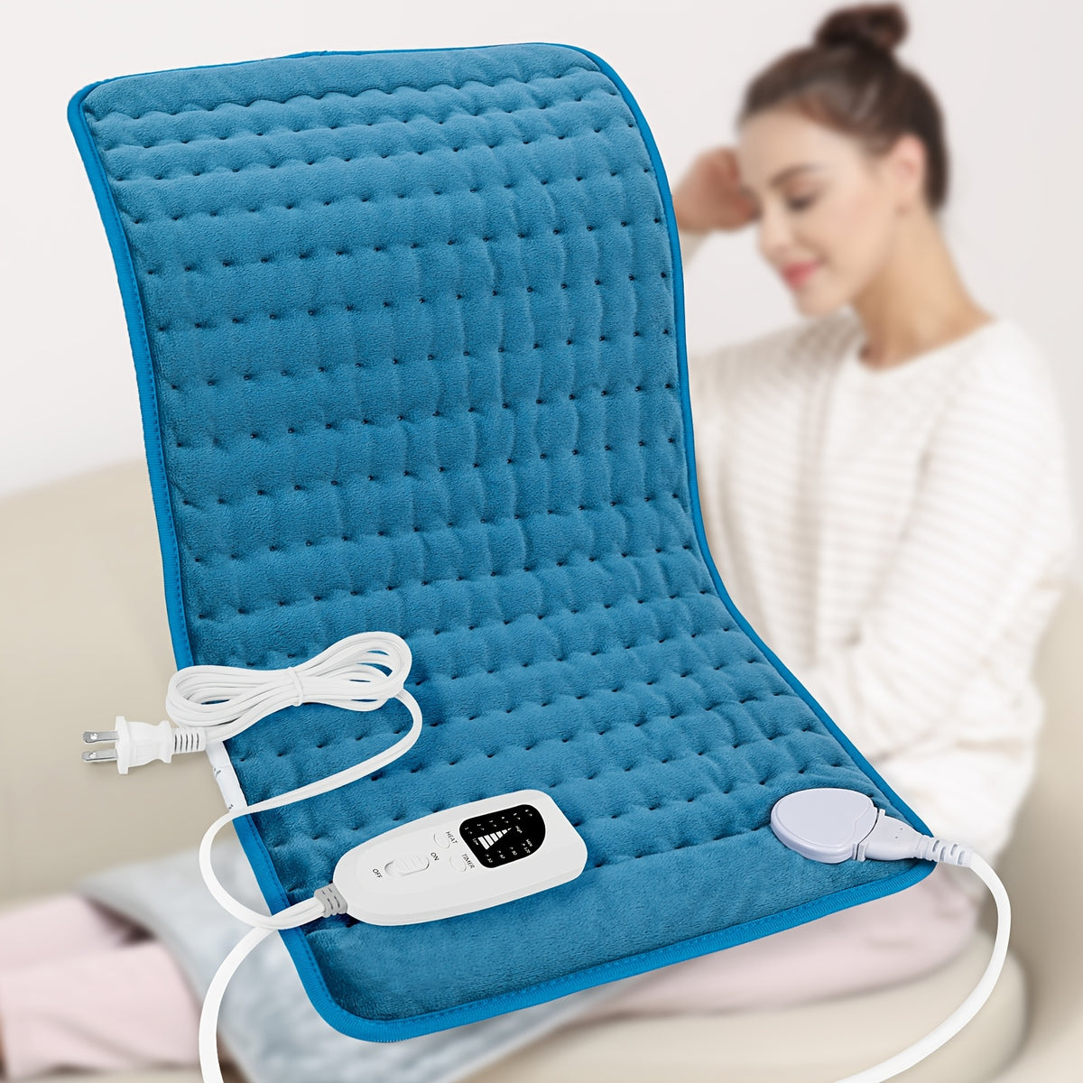Extra Large Heating Pad - Back, Neck, Shoulders, Arms, Abdomen, Quickly Heated to 140 °F, Portable, 6 Heating Settings, Automatic Shut-Off, 24" X 12", Wet/Dry Options, Machine Washable
