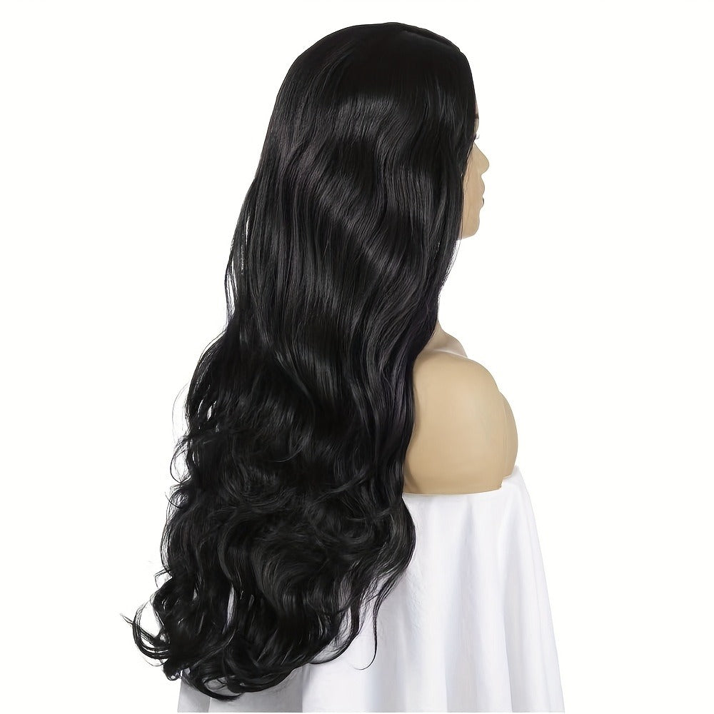 Headband Wig Curly Hair 28 Inch Long Wavy Big Wave Dark Brown Black Synthetic Heat Resistant | Fluffy Pompadour Party Wedding Cosplay Slip On Women Wig - product image 8