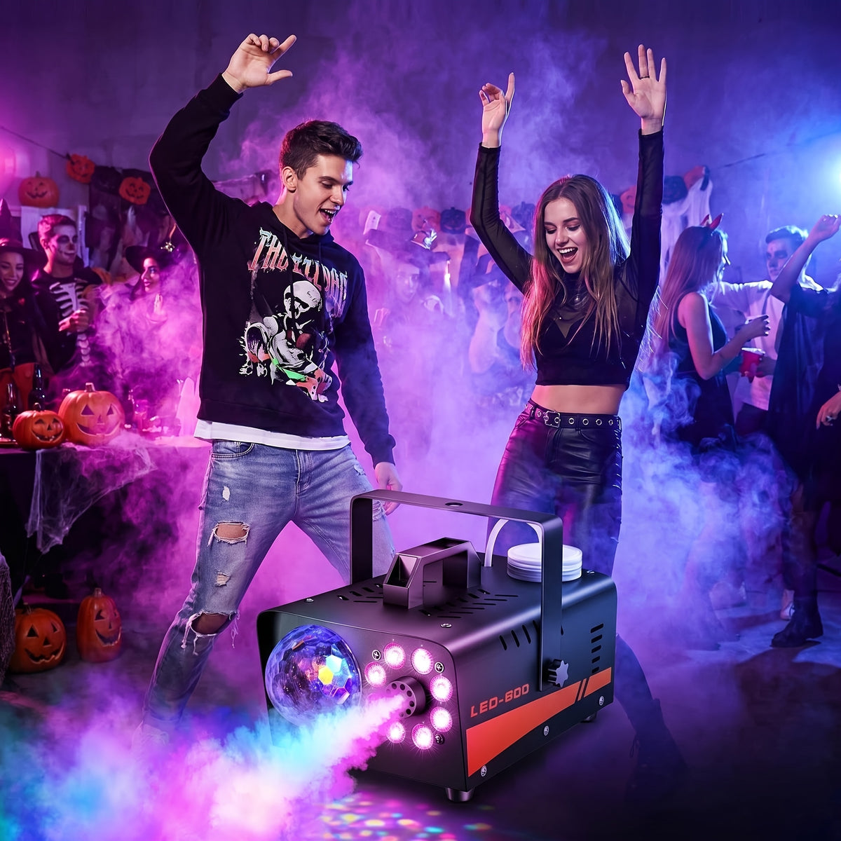 Smoke Machine, Fog Machine with Disco Ball Lights, 600W and 3000CFM with 13 Colorful LED Lights Effect, Wireless Remote Control, Suitable for Parties - product image 10