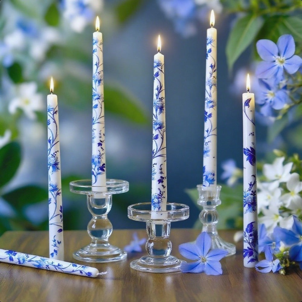 Taper Candles Blue White Porcelain 6-Pack 10 Inch | Dripless Unscented Soy Wax Chinoiserie Candlesticks 8-12 Hour Burn for Weddings Christmas Dinner Table Home Decor Centerpiece - product image 2