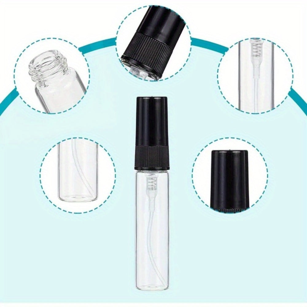 Mini Glass Spray Bottles 5ml 50 Pack Fine Mist Atomizer Refillable Black UV Glass Travel Perfume Bottles for Perfume Cologne Essential Oil Facial Mist Toner Setting Spray Sampling - product image 5
