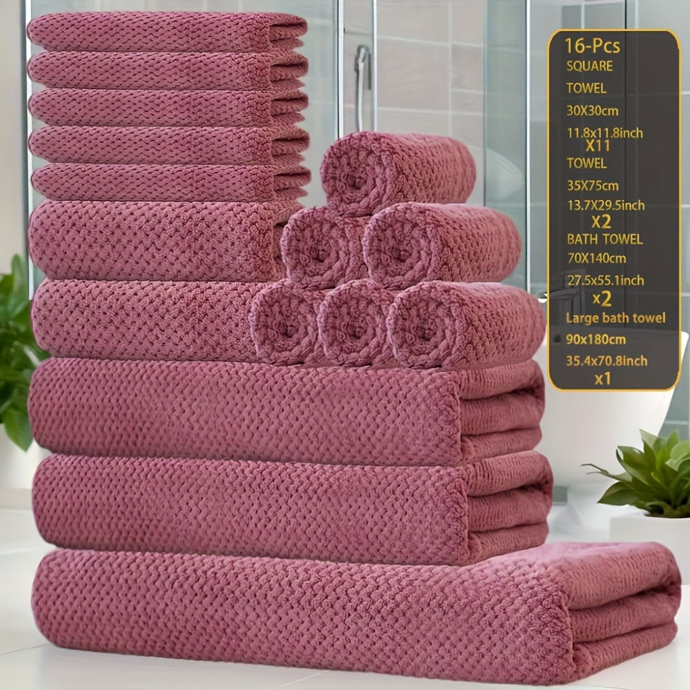 Coral Fleece Bath Towel Set 16 Piece 300GSM - Extra Large Bath Towel Washcloths Square Towels Soft Absorbent Quick Dry | 11 Colors | Hotel Home Travel Spa Gift Complete Bathroom To - product image 11