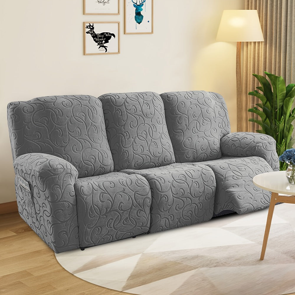 Chenille Recliner Sofa Cover 3 Seater High Stretch Thickened Hooked Fabric - Machine Washable Wear Resistant Couch Slipcover | Sand Color Light Grey Chocolate | Living Room Bedroom - product image 5