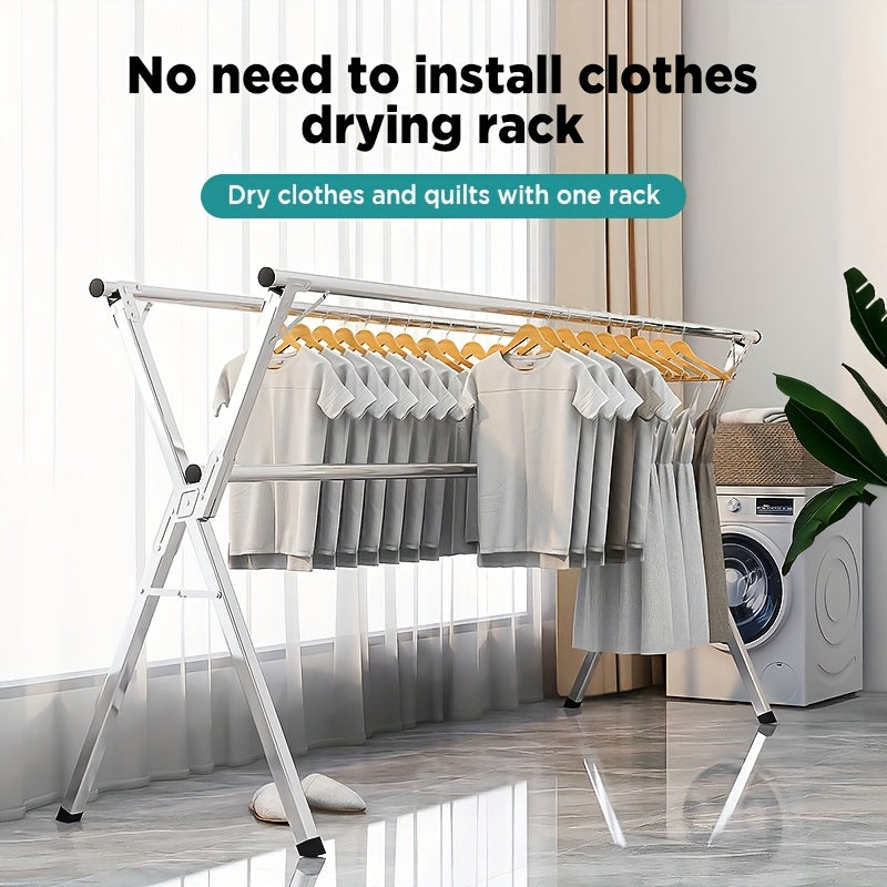 Clothes Drying Rack 63" and 78.7" Two Types, Retractable Length and Folding Outdoor Indoor Use Durable Metal Drying Rack, Drying Rack Clothing Collapsible - product image 2