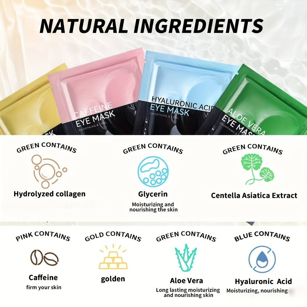 Collagen Eye Mask Patches 40 Pairs – Caffeine & Aloe Vera Under Eye Patches 4 Types Eye SPA Multi-Color Depuff Dark Circle Moisturizing Daily Eye Care Gift Set for Women - product image 11