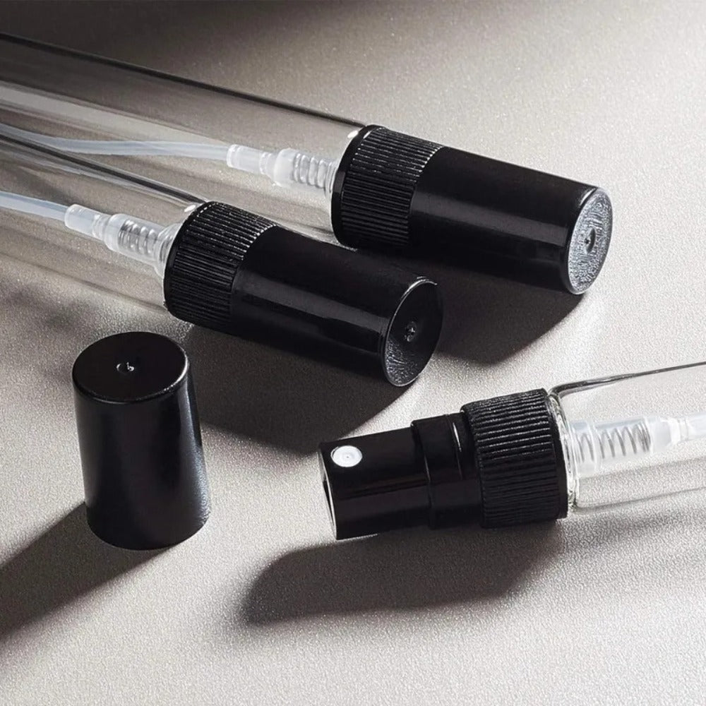Mini Glass Spray Bottles 5ml 50 Pack Fine Mist Atomizer Refillable Black UV Glass Travel Perfume Bottles for Perfume Cologne Essential Oil Facial Mist Toner Setting Spray Sampling - product image 3