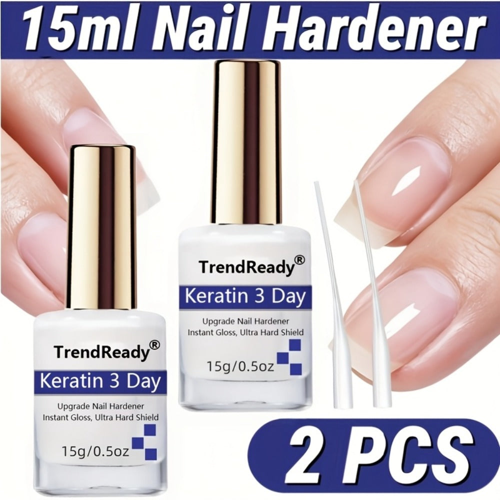 Nail Hardener for Weak Brittle Splitting Nails 2 Pack - Extra Strong Fast Drying Long Lasting White Nail Strengthener with Vitamin E Base Coat Manicure Treatment for Women Nail Car - product image 3