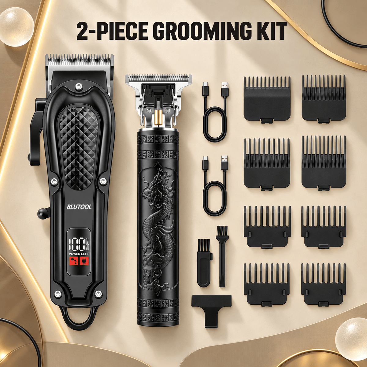 Professional Cordless Hair Clippers, Trimmers & Electric Shaver Set for Men - LCD Display, Barber-Grade, Ideal for Home & Travel, Perfect Father's Day/Birthday/Christmas Gift